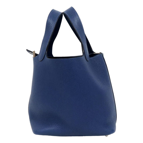 Hermes Picotin 18 Veau Taurillon Clemence Leather Bleu Nuit