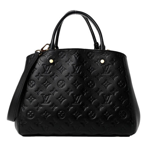 Louis Vuitton Montaigne Handbag Monogram Empreinte Leather MM Black