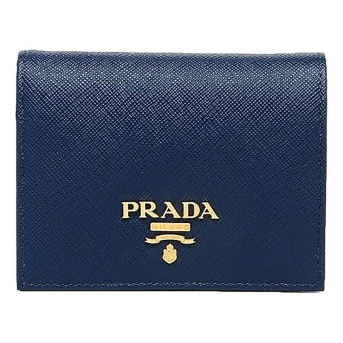 Prada Womens Saffiano Multi-Color Folding Wallet Bluette Blue and Astrale