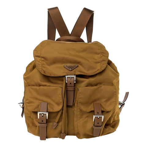 Prada Re-Nylon Tessuto Saffiano Medium Backpack Tobacco Brown