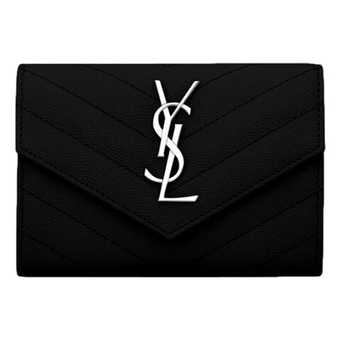 Saint Laurent Cassandre Matelassé Small Envelope Wallet In Grain de Poudre Leather