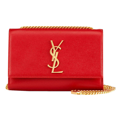 Saint Laurent YSL Kate Red Leather Gold Chain Shoulder Bag