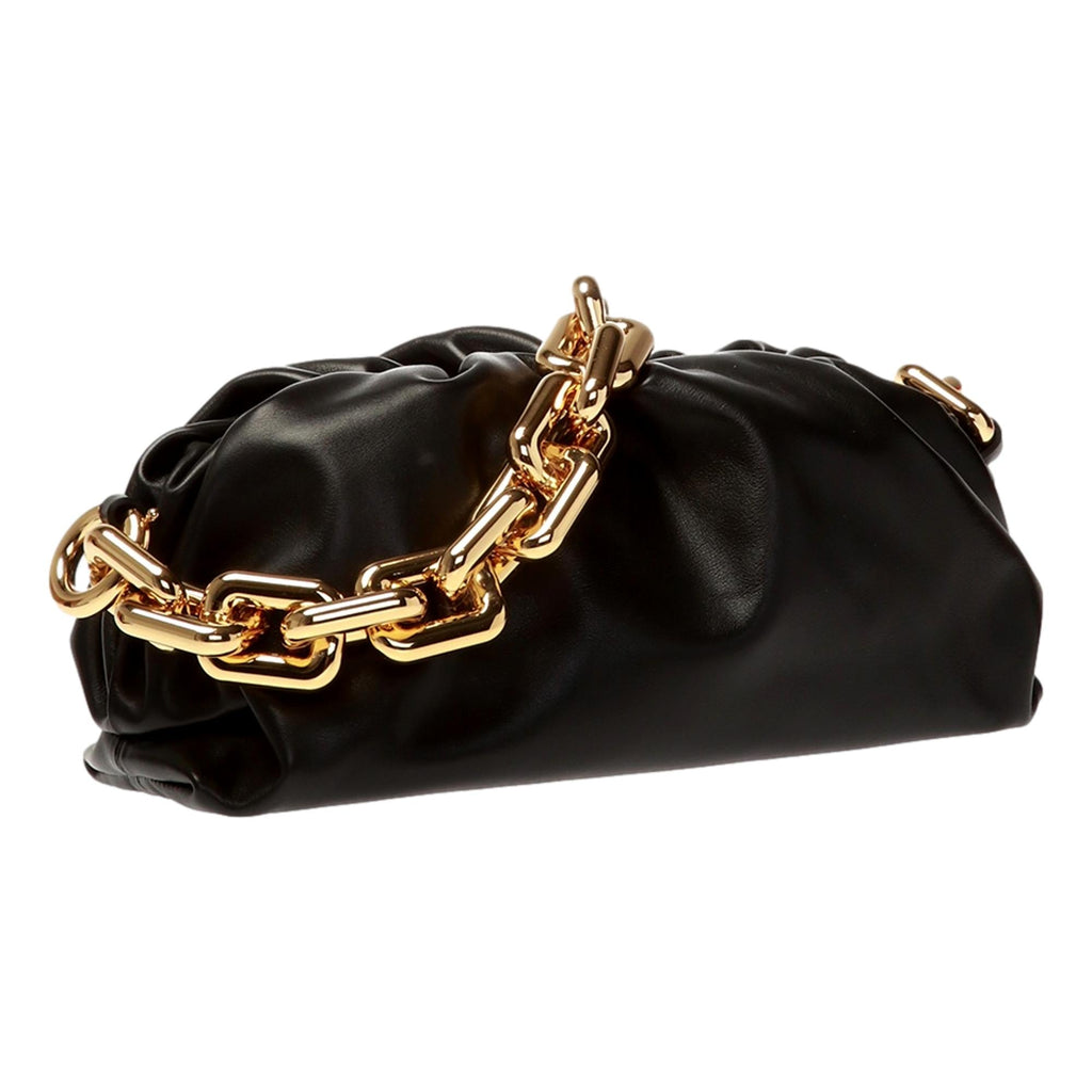 BOTTEGA VENETA Chain Pouch Leather Shoulder Bag Black