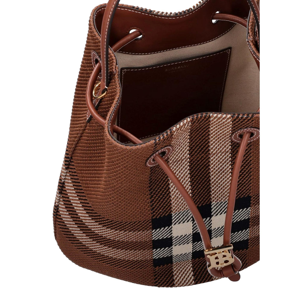 Burberry brown Leather Check TB Monogram Bucket Bag