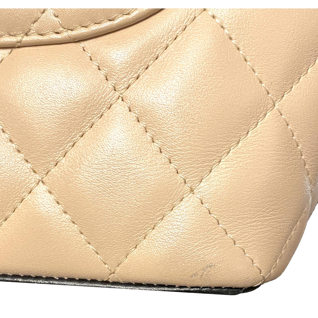 CHANEL Calfskin Quilted Cambon Ligne Pochette Beige Black Women