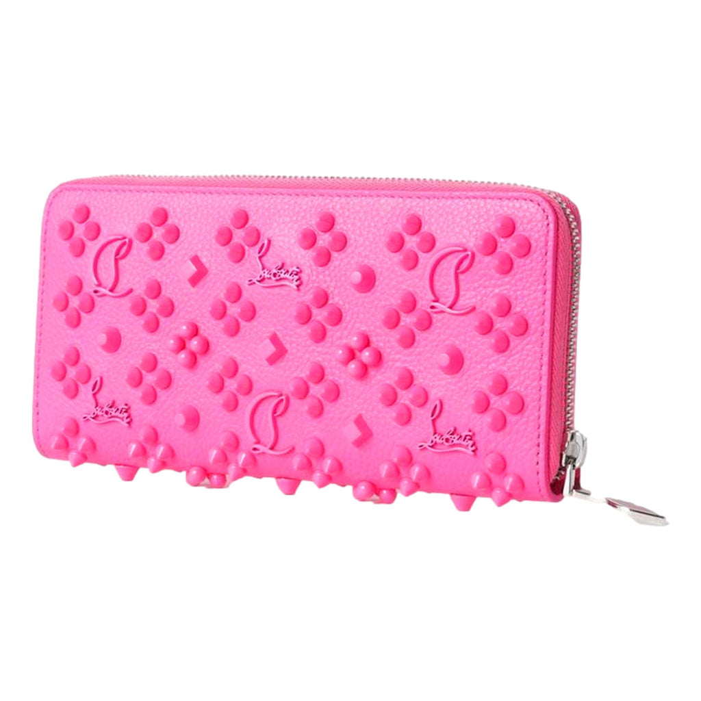 Christian Louboutin Panettone Studded Pink Leather Zip Around Wallet 3175224