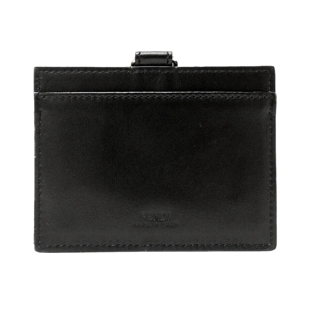 Fendi Fendace Black Leather Card Case Wallet Lanyard – Queen Bee