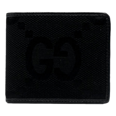 Gucci Jumbo GG Canvas Leather Black Bifold Wallet