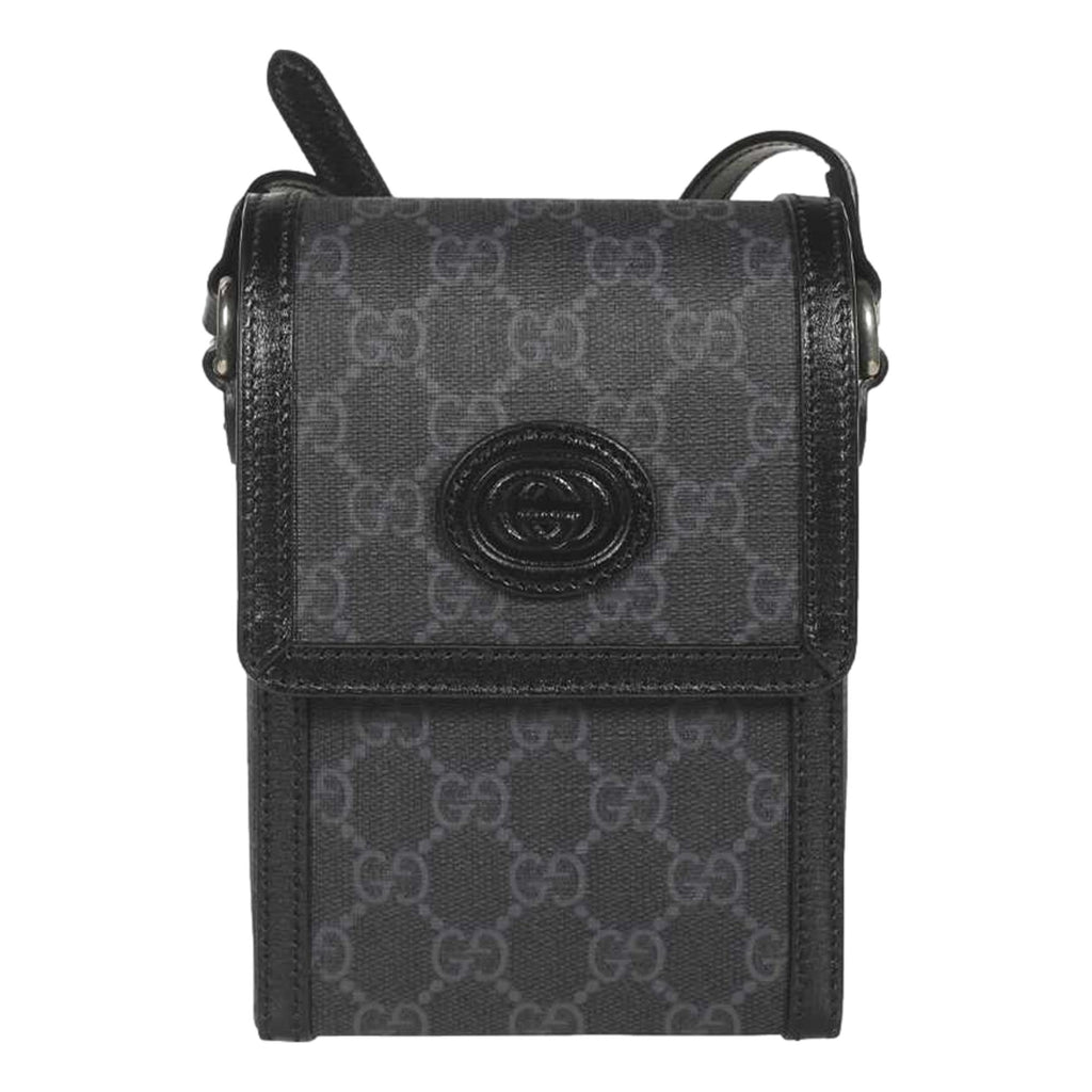 GG Retro mini leather-trimmed printed coated-canvas shoulder bag