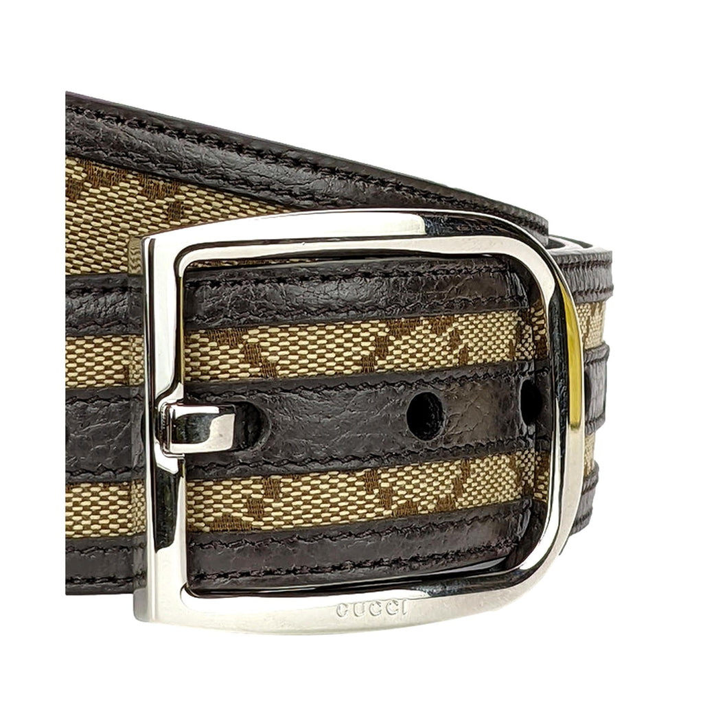 Versace - Black Leather and Beige Canvas Belt 95