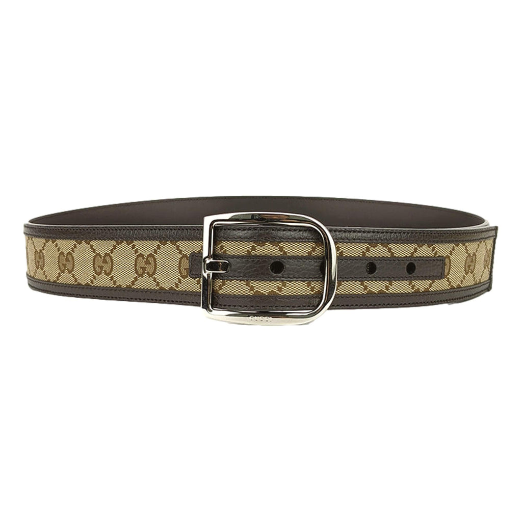 Gucci Beige/Brown GG Canvas and Leather Bamboo Belt Size 70/28