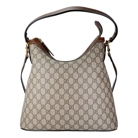 Gucci GG Logo Supreme Moon Beige Hobo Handbag