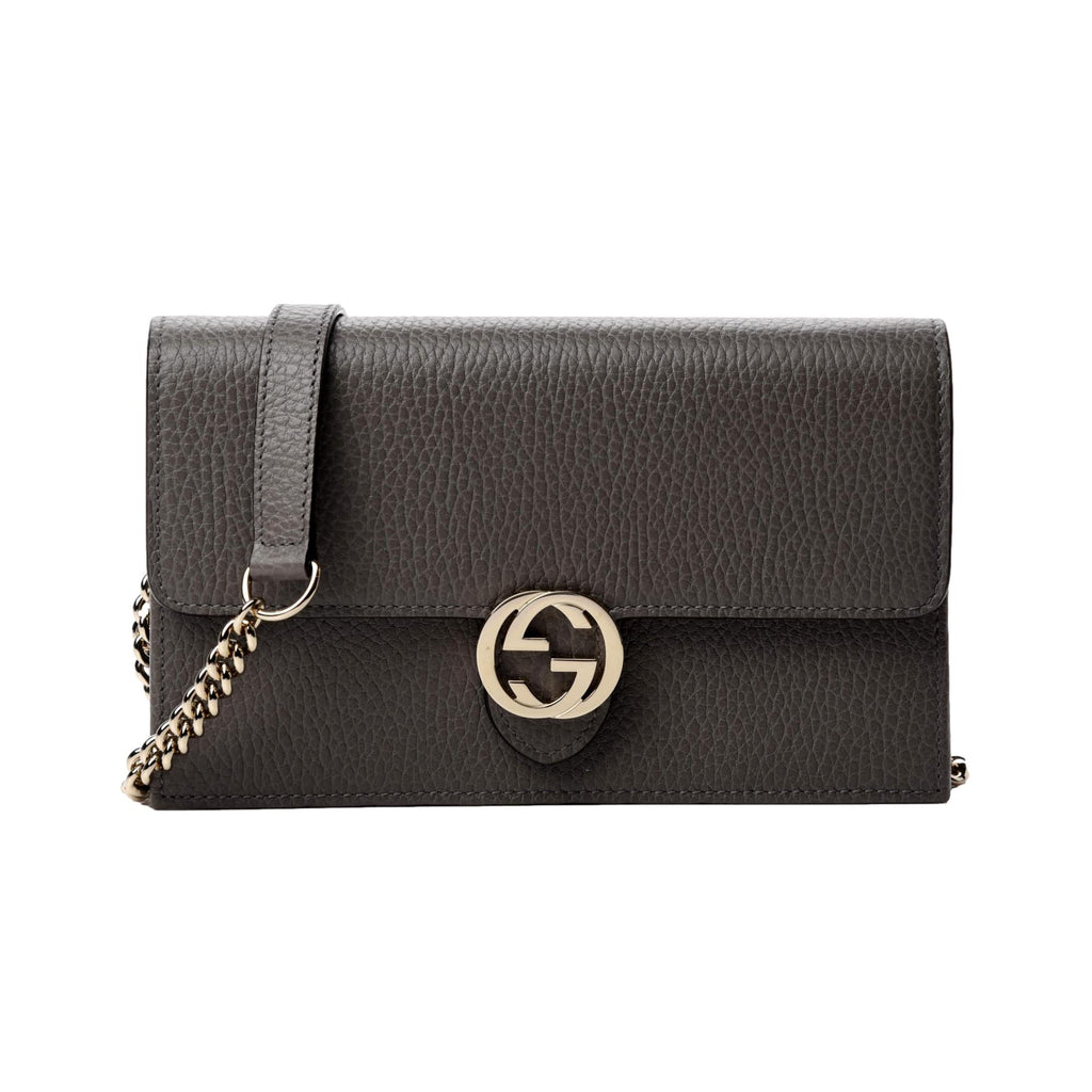 Gucci Grained Calfskin Interlocking G Chain Wallet, Gucci Handbags