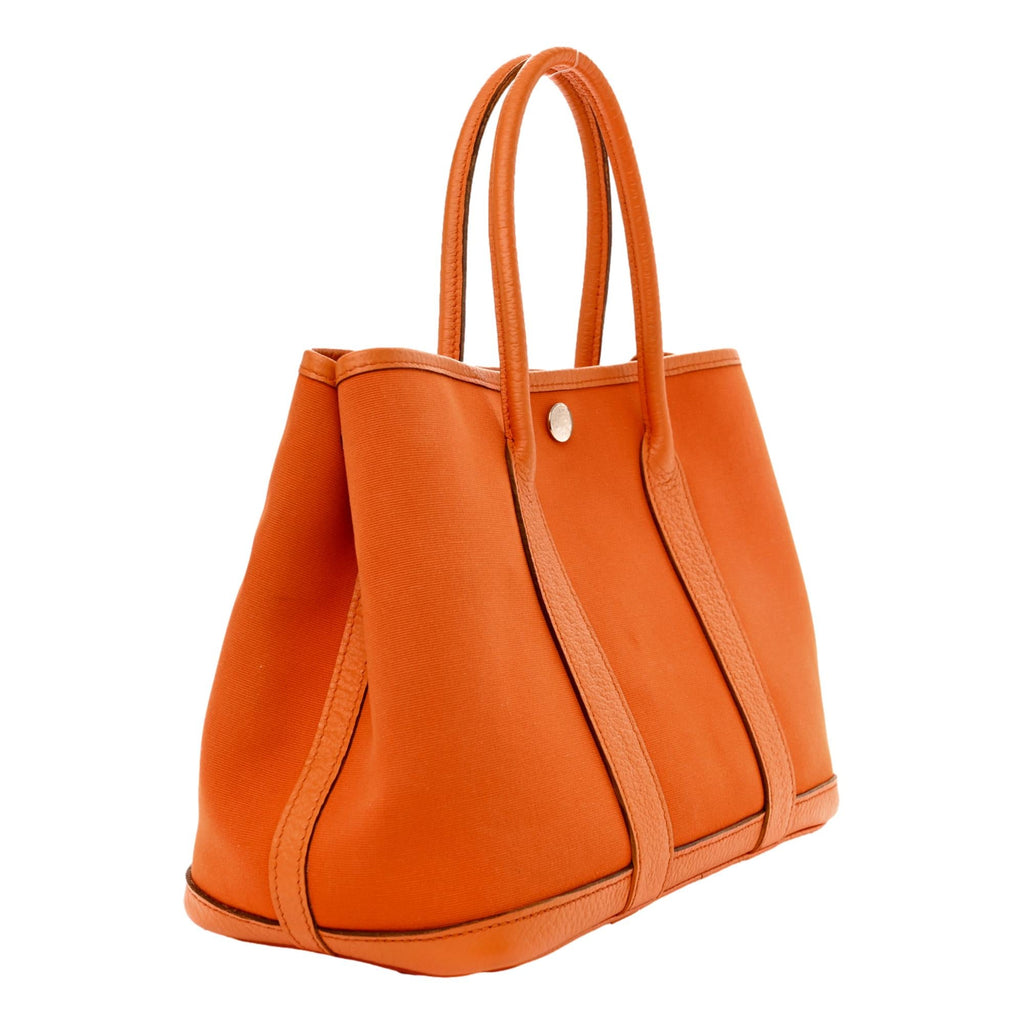 Hermes Garden Party Toile Leather Tote Bag