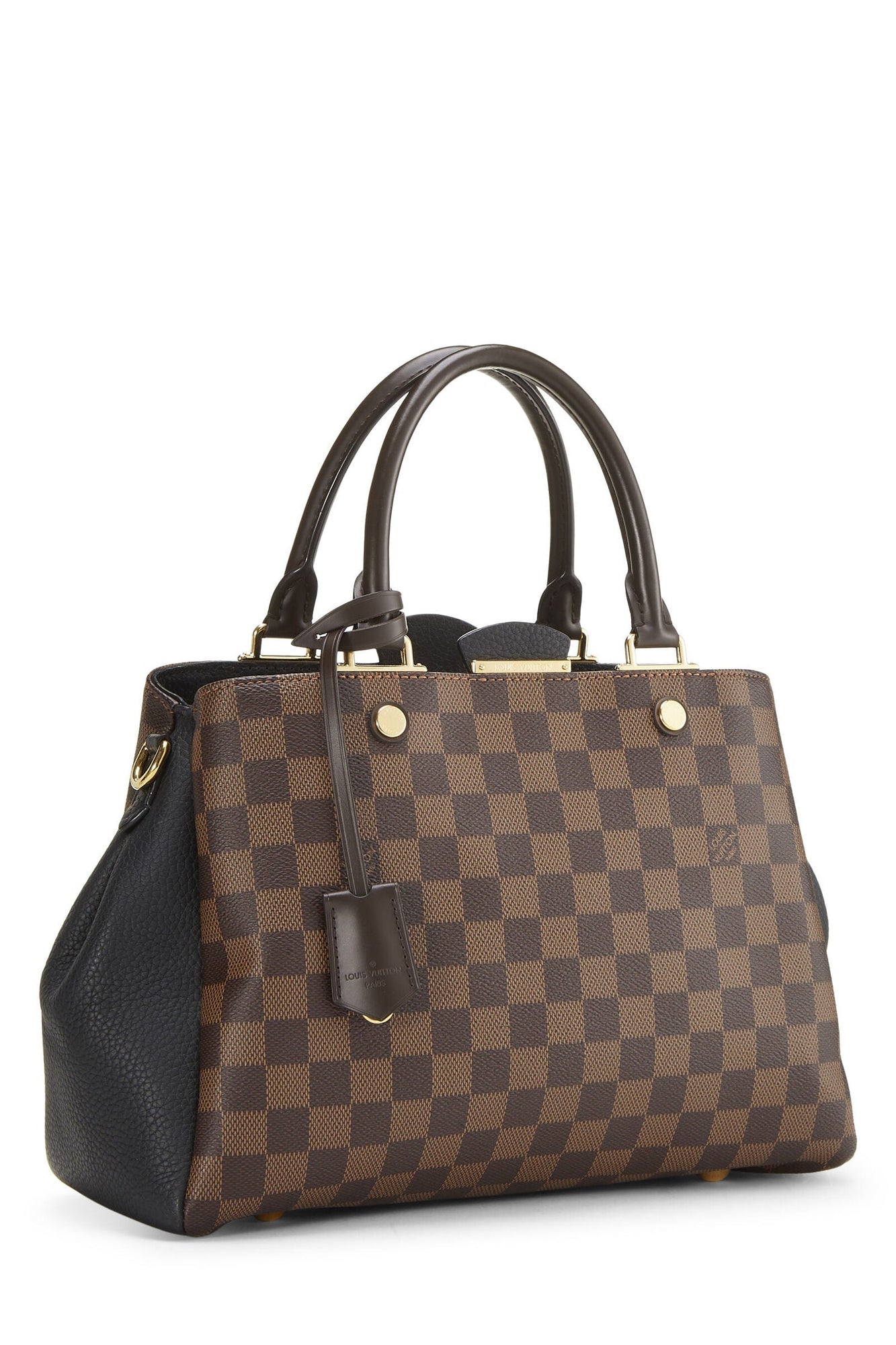 Louis Vuitton Brittany Damier Brown Black Leather Satchel Bag – Queen ...