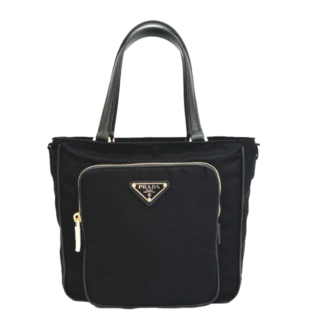 Prada Black Tessuto and Saffiano Leather Crossbody Bag Prada