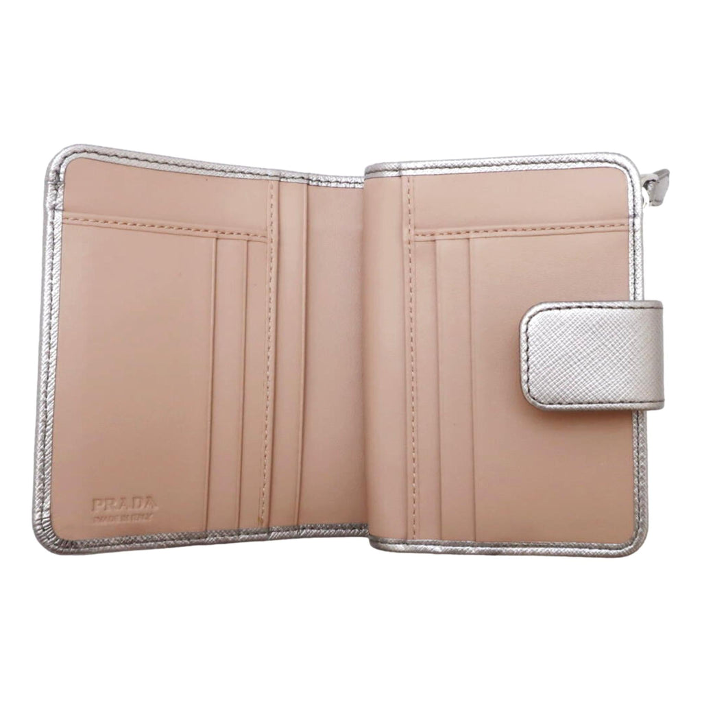 Prada Saffiano Leather Ribbon Zip Around Wallet