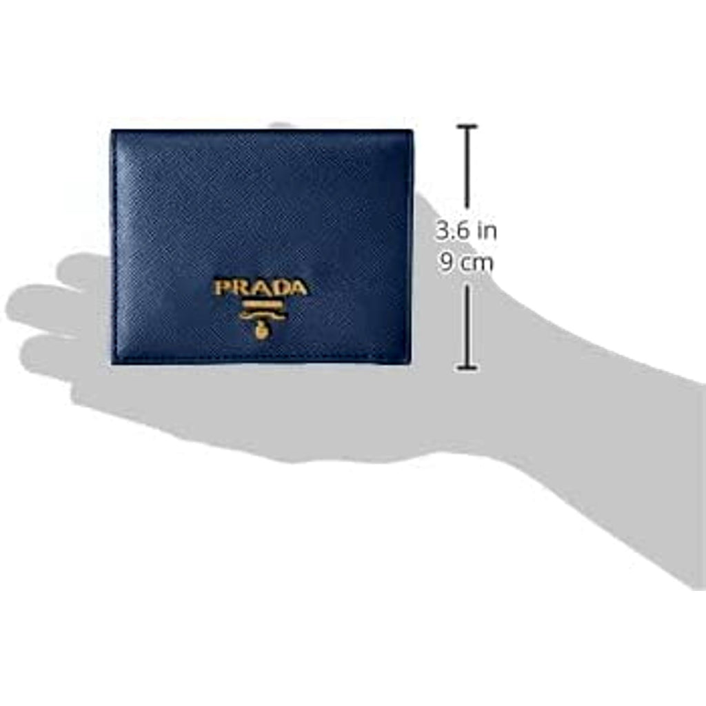 Pre-owned Prada Blue Saffiano Leather Logo Flap Continental Wallet