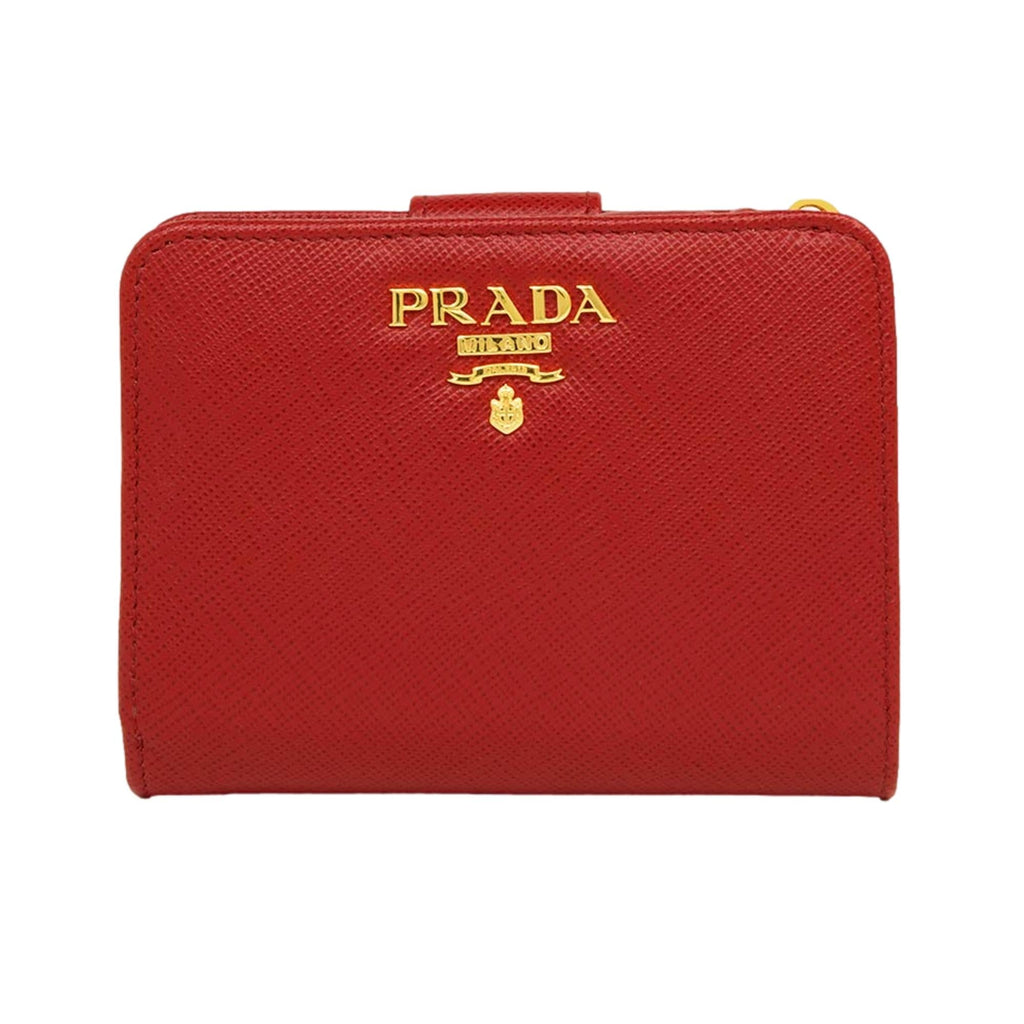 Prada Milano Authentic Women's Red Leather Zip Around Long Wallet