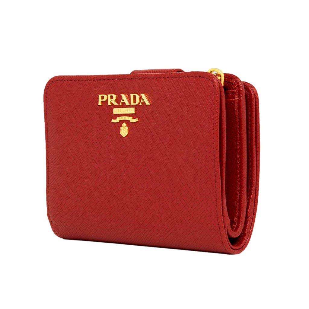 Prada Red Saffiano Leather Zip Wallet