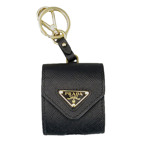 Prada Triangle Plaque Smooth White Leather Round Mini Pouch Keychain –  Queen Bee of Beverly Hills