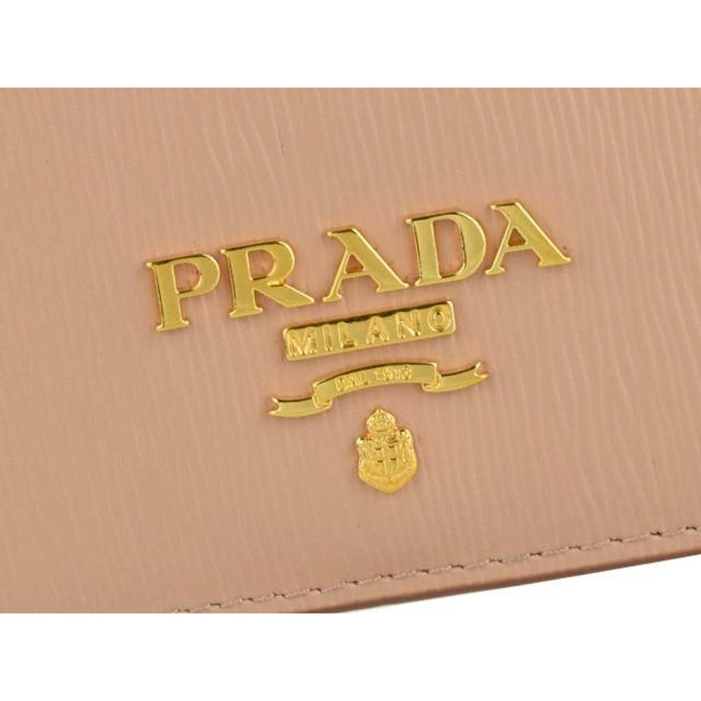 New Prada Cipria Beige Vitello Move Leather Chain Wallet Crossbody