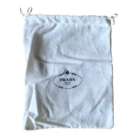 Prada Logo White Velour Designer Dust Bag Pouch Small