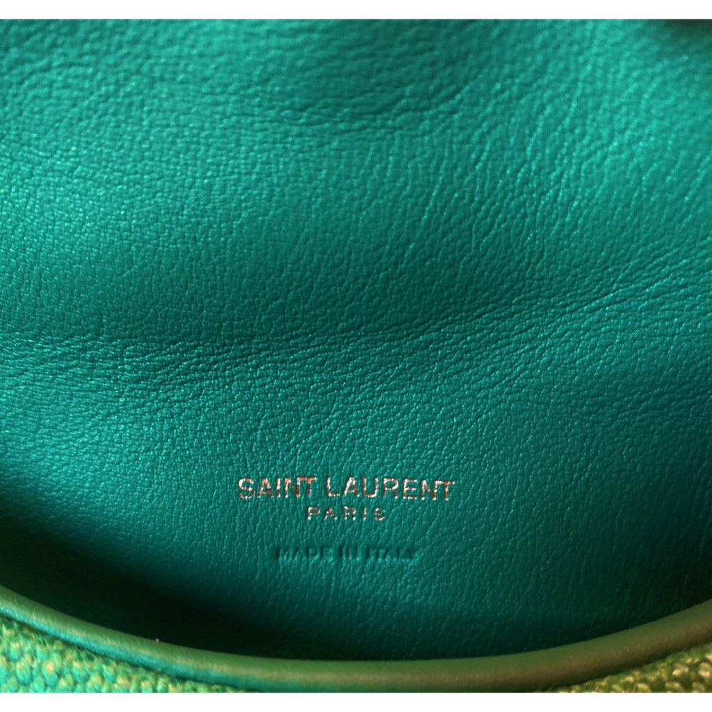 Saint Laurent Puffer Green Canvas Clutch and Card Holder – Queen Bee of  Beverly Hills