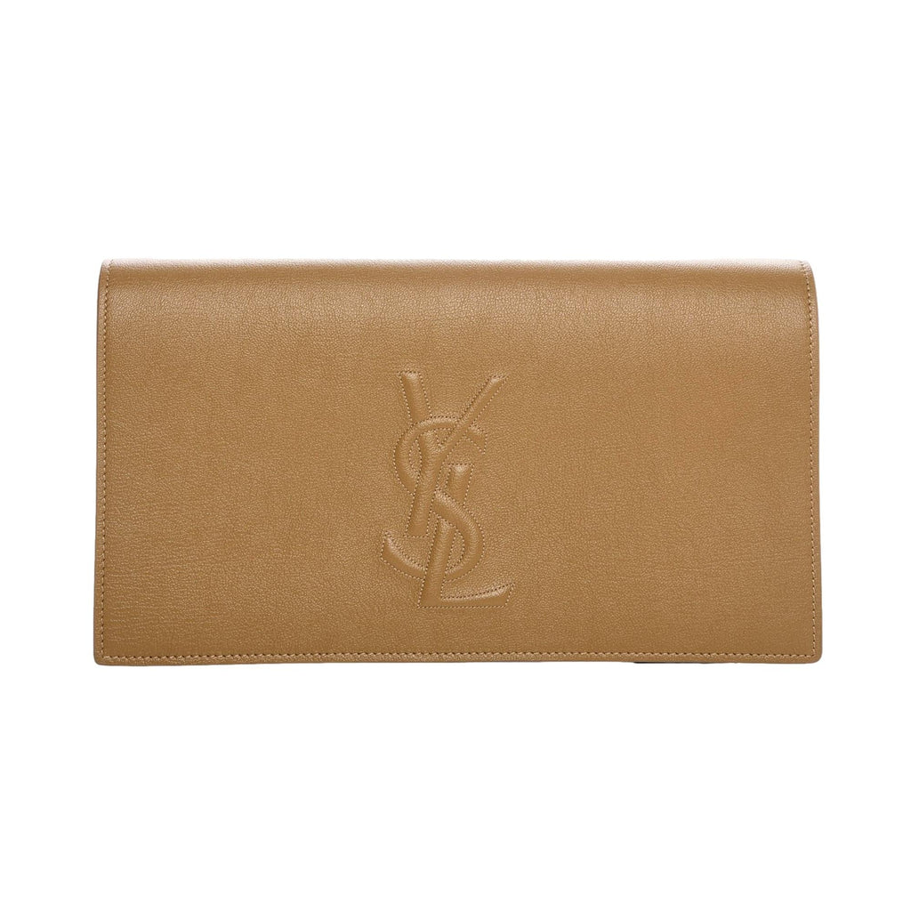 Pre-owned Saint Laurent Patent Leather Clutch Bag In Beige