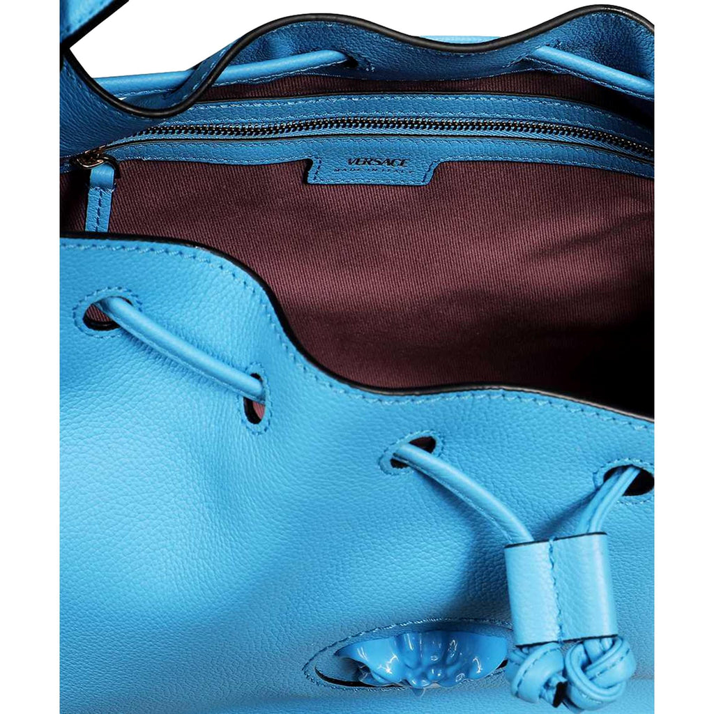 Versace La Medusa Leather Belt in Blue