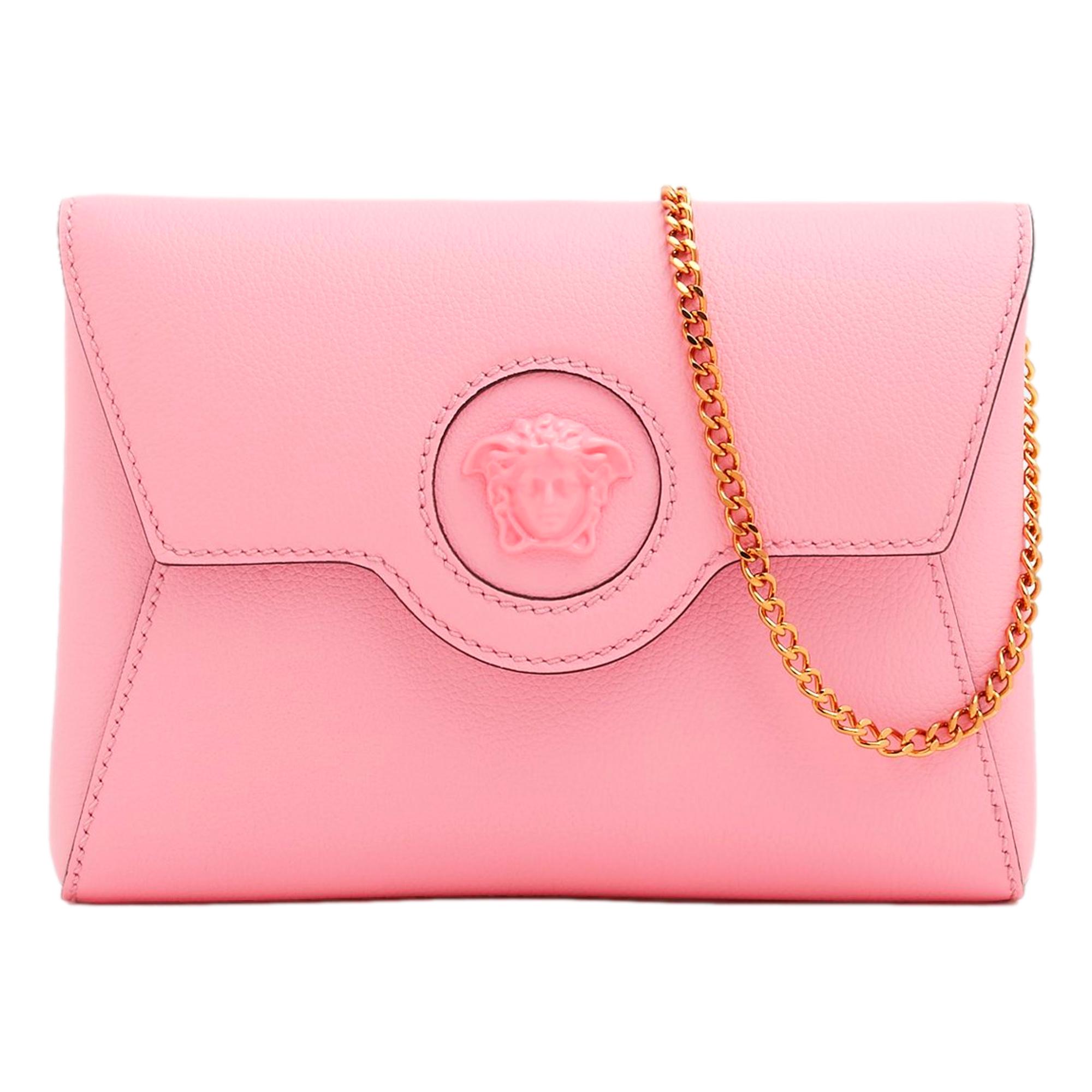 Versace La Medusa Pink Pebbled Calf Leather Mini Envelope Crossbody Cl ...