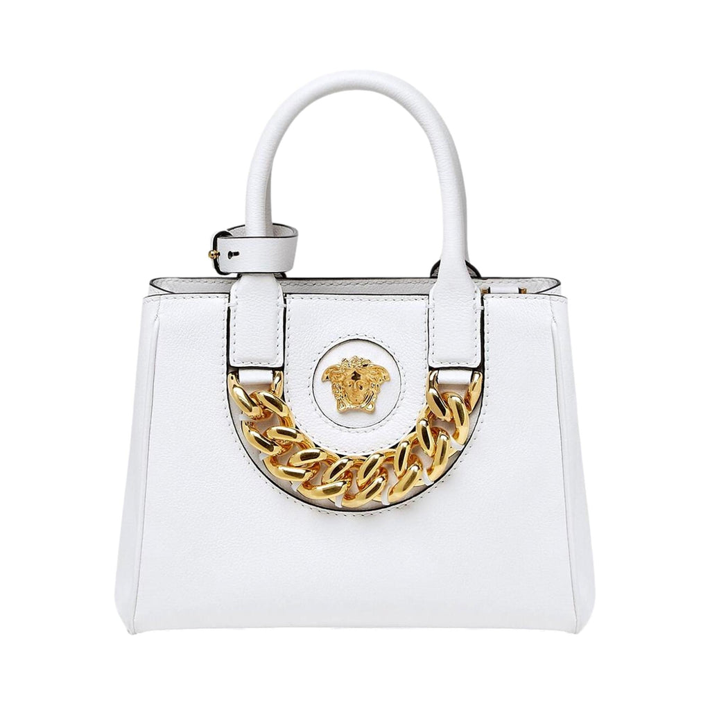 La Medusa Mini Metallic Leather Tote Bag in Gold - Versace