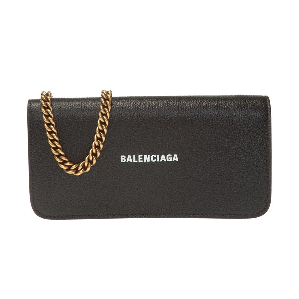 suge gyde Vanding Balenciaga Everyday Black Leather Logo Chain Wallet Bag 593784 – Queen Bee  of Beverly Hills