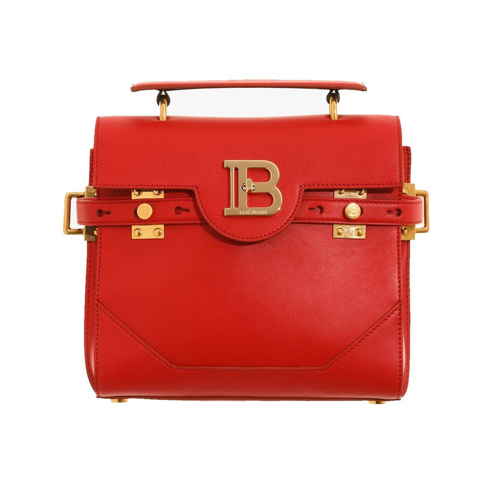 Balmain B Buzz 23 Red Leather Top Handle Satchel Handbag UN1S526