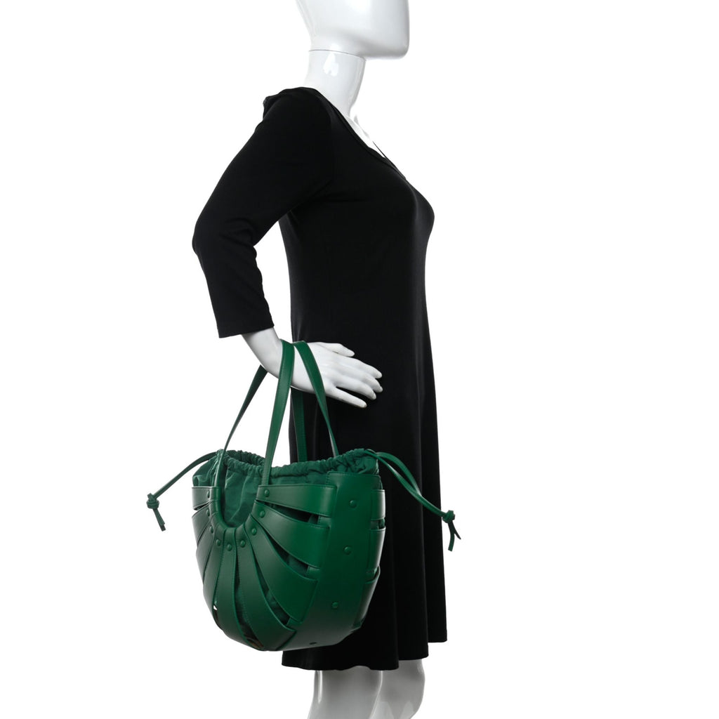 Bottega Veneta Small Hop Leather Shoulder Bag in Green