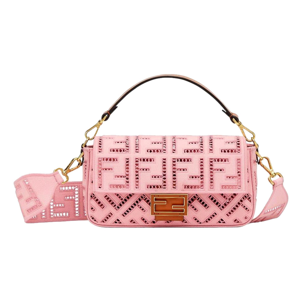 FENDI: baguette bag in canvas - Pink  Fendi shoulder bag 8BR600AMCD online  at