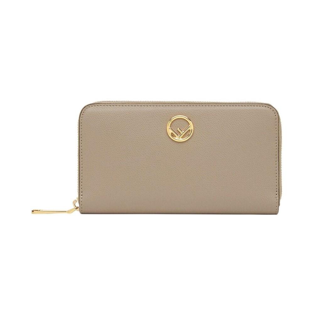 Classic long zipped wallet - Grained calfskin & gold-tone metal