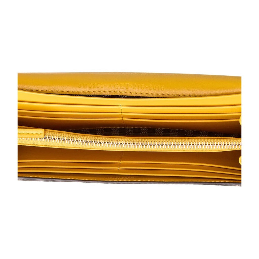 Fendi Leather Gusseted Cardholder Os Leather - Brown, Yellow