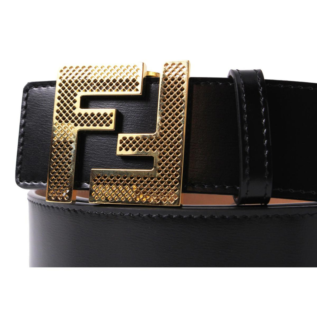 Fendi Yellow Brown Reversible Grained Leather Belt 105 7C0460