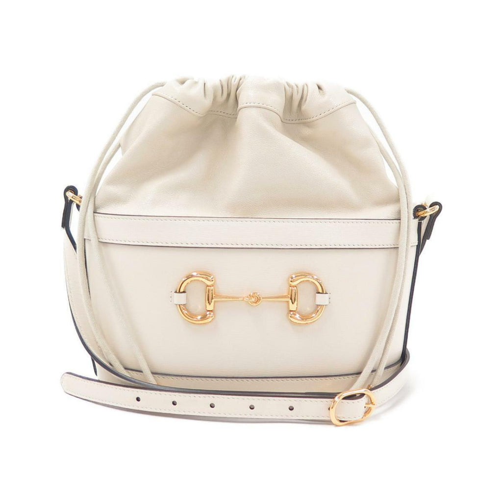 White Leather Gucci 1955 Horsebit Shoulder Bag