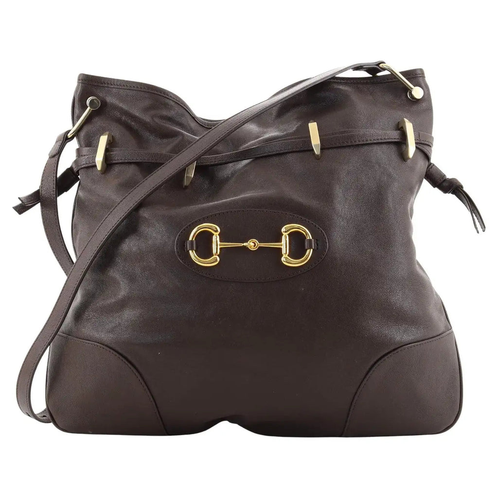 Gucci: Brown 'Gucci 1955' Horsebit Bag
