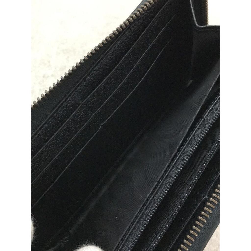 Gucci Black Leather Large Long Wallet Zip Around Gold Oro Bee Star Ita– Bag  Lady Shop