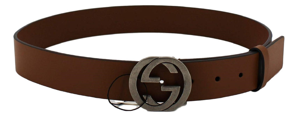 Gucci Brown Guccissima Leather Interlocking G Buckle Belt 75CM Gucci
