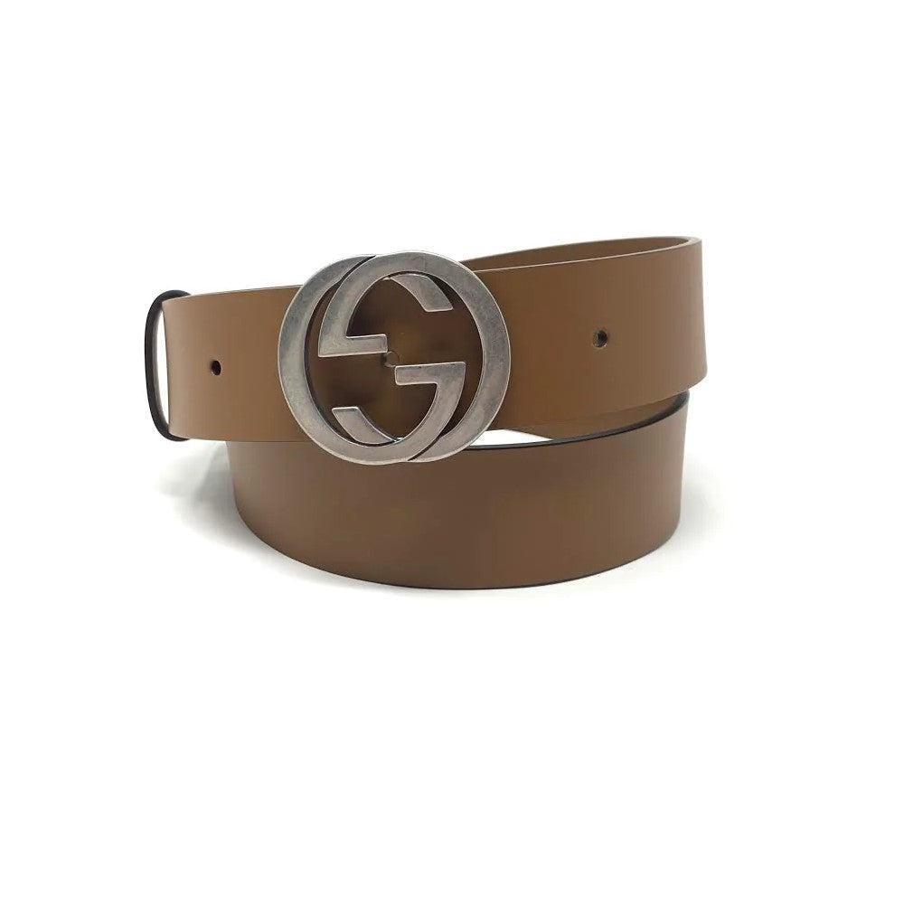 Interlocking buckle leather belt Gucci Red size 85 cm in Leather - 32421897