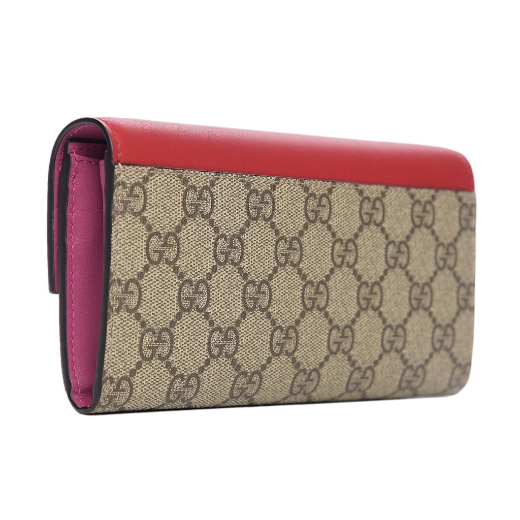 Gucci GG Supreme Monogram Red Padlock Continental Chain Wallet 453506 –  Queen Bee of Beverly Hills