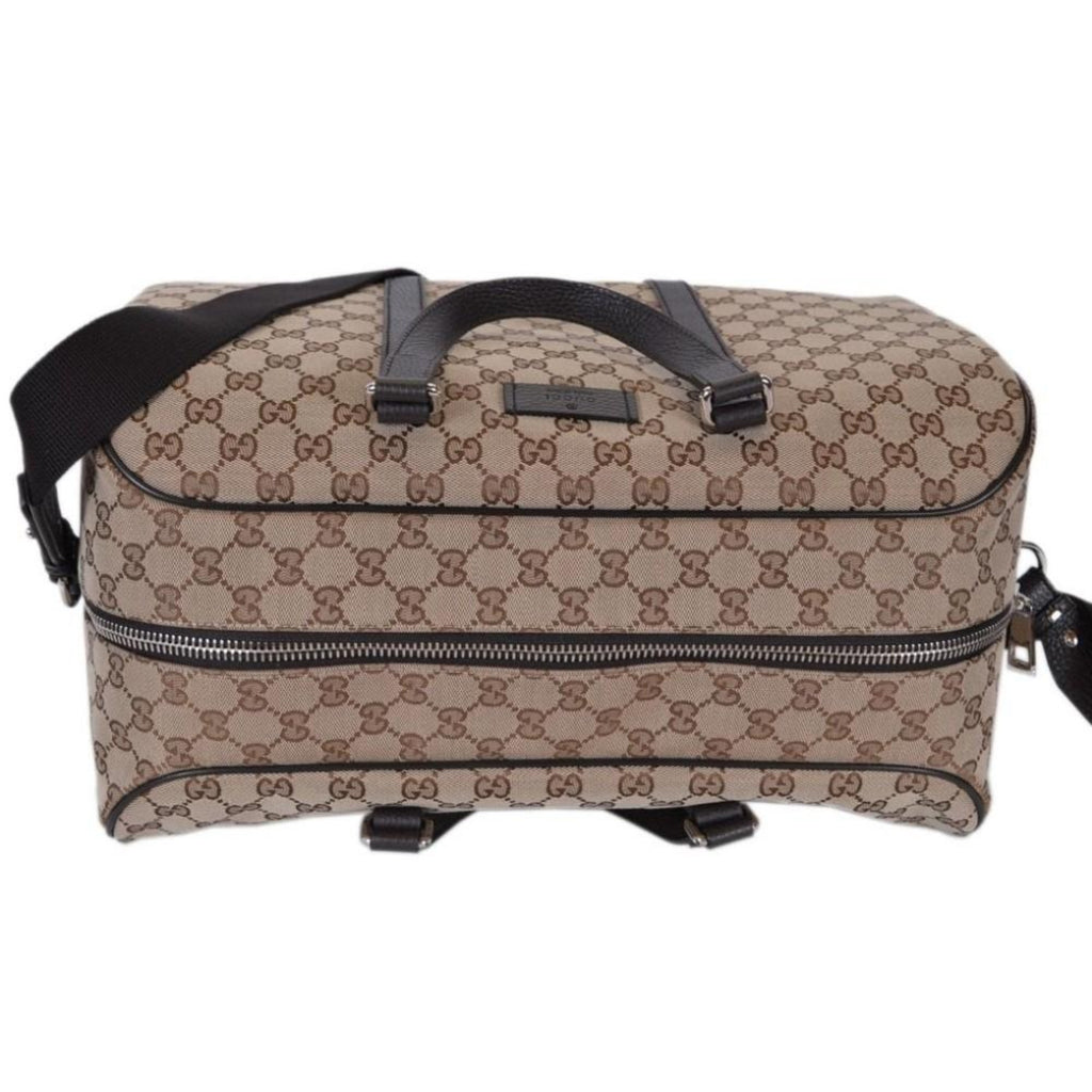 Large duffle bag with Web in Beige GG Canvas