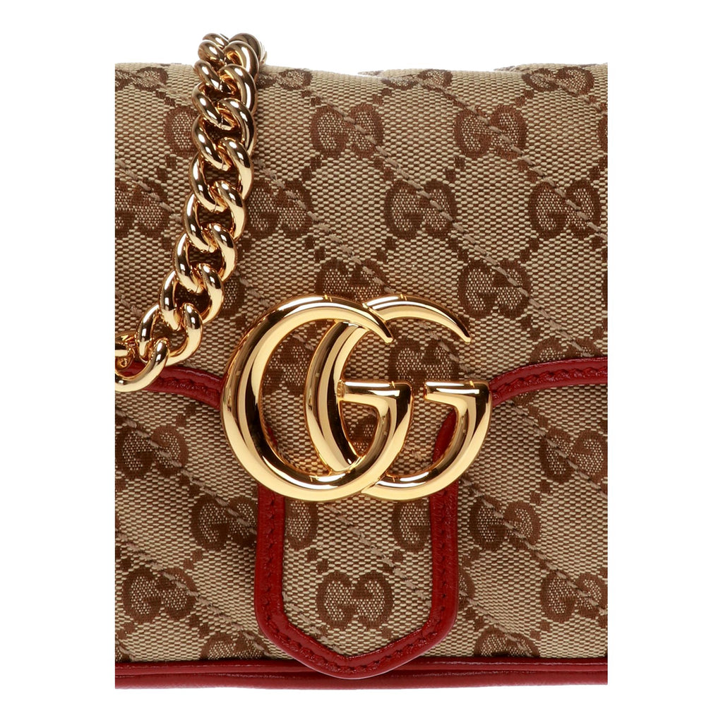 Gucci: Red & Beige GG Marmont Bag
