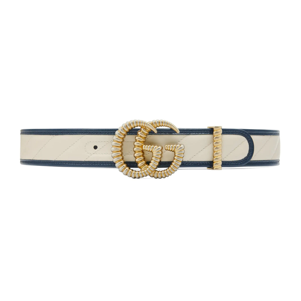 Gucci Marmont GG Pearl Black Calfskin Leather Belt