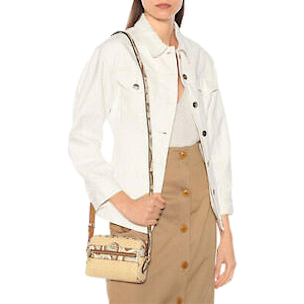 Gucci Ophidia Mini Bag Raffia Watersnake Shoulder Bag Beige 574493