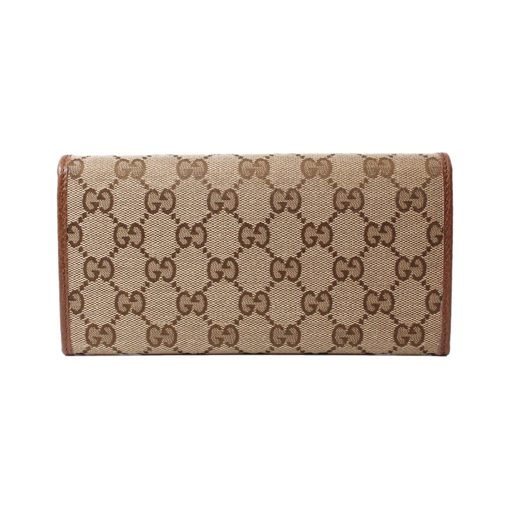 Gucci Beige/Black GG Supreme Canvas and Leather Flap Wallet Gucci